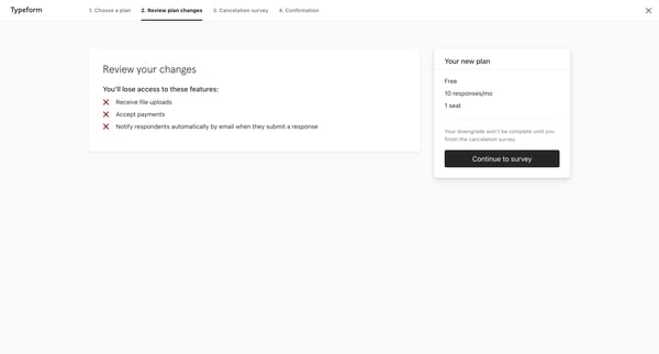 Typeform - Checkout screen