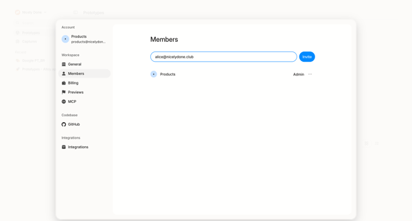 Settings » Members screen