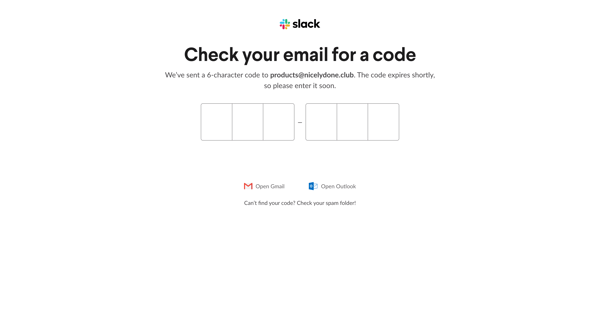 Login | Slack screen