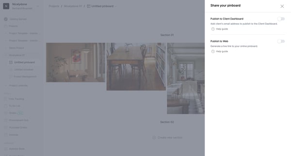 Pinboards | Programa screen