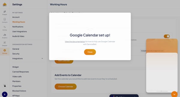 ServiceBell - Settings screen