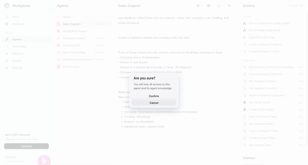 Agents › Sales Support screen