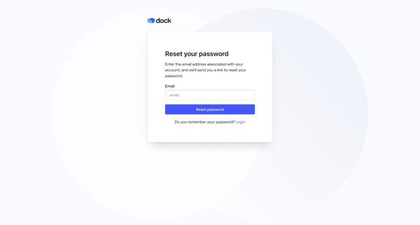 Forgot password · Dock screen