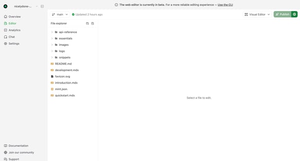 Editor - Mintlify screen