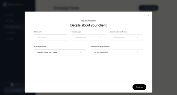 Cache – Client dashboard | Cache for Advisors screen