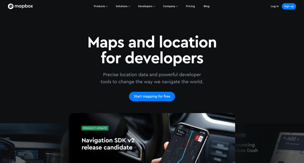 Maps, geocoding, and navigation APIs | SDKs Mapbox screen