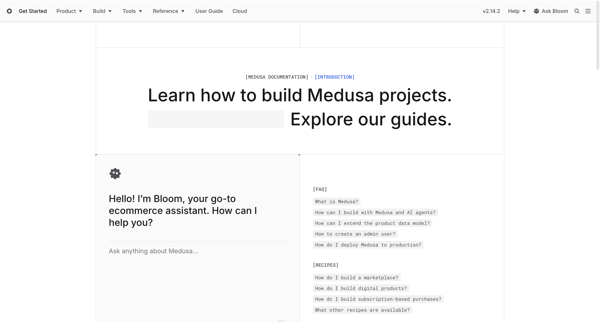 Medusa Documentation screen