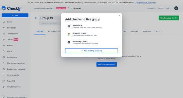 Group | checks screen
