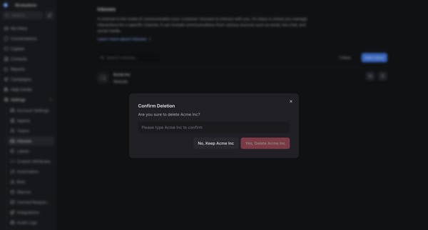 Chatwoot screen
