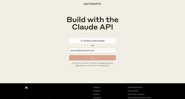 Anthropic Console screen