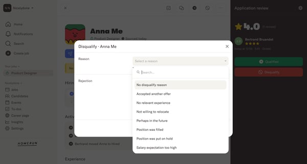 Product Designer · Homerun screen
