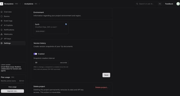 nicelydone (Development) | nicelydone (Development) | Settings screen