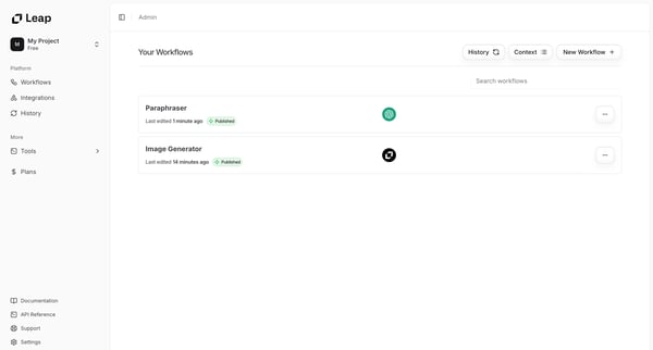 Leap AI | Automate any workflow with AI screen