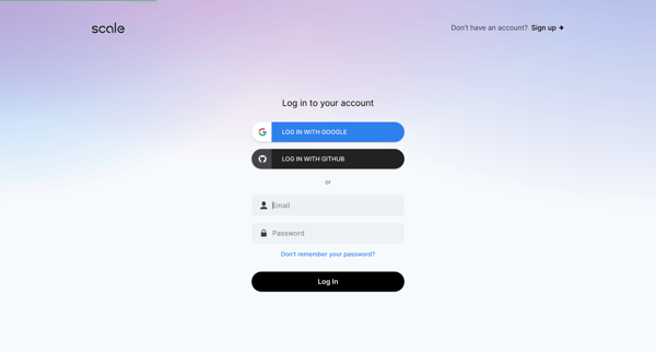 Login to your Scale Account - Scale screen