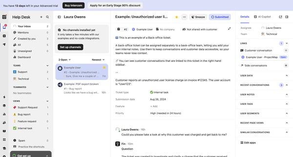 Example Unauthorized user license charge | Help Desk Nicelydone from Intercom