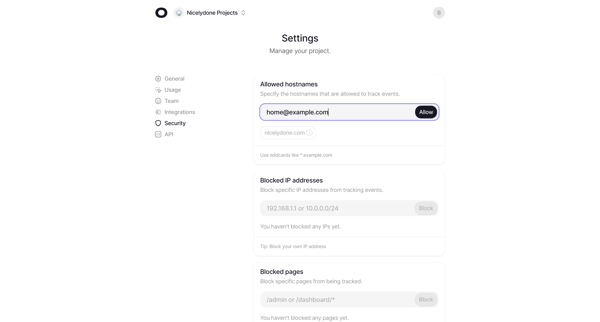 Security on nicelydone.com - Visitors screen