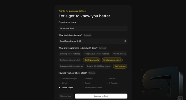Steel | Open-source Headless Browser API screen