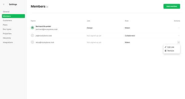 Members • Settings • nicelydone • Cycle screen