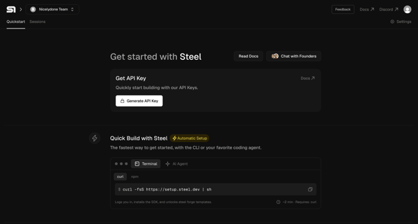 Steel | Open-source Headless Browser API screen