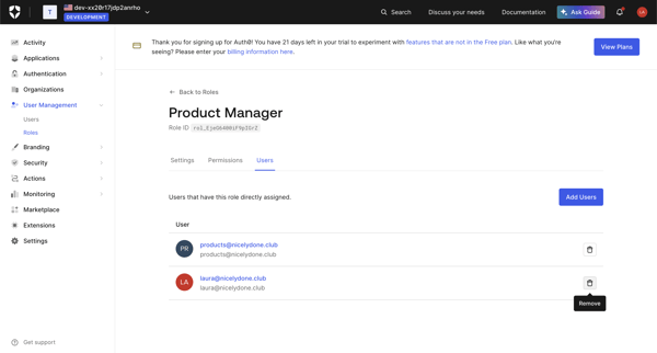 Role Details from Auth0