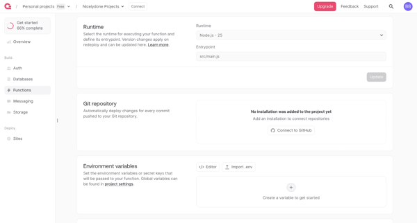 Create execution - Appwrite screen