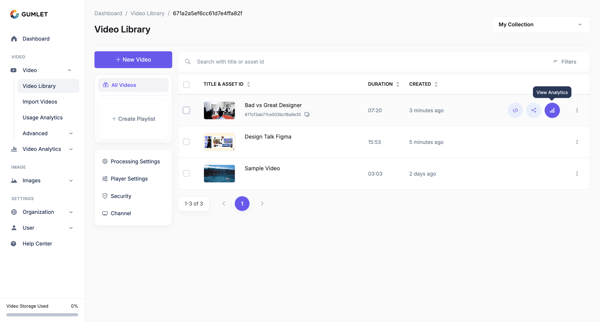 Video Library - Gumlet screen