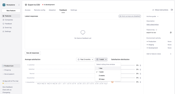 Feature › Export to CSV › Feedback screen