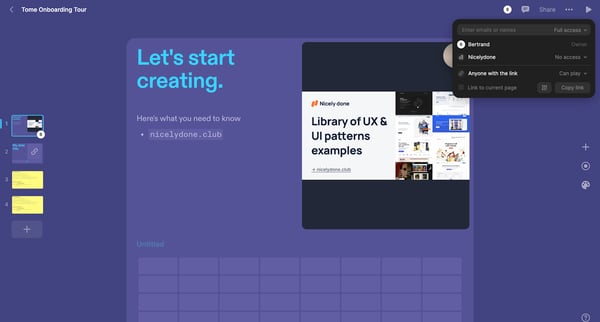 Tome Onboarding Tour from Tome