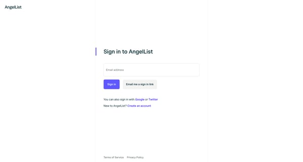 AngelList screen