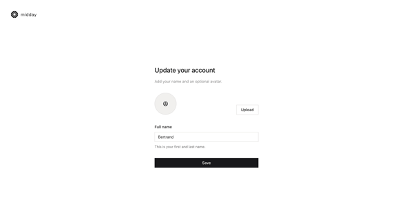 Setup account | Midday from Midday