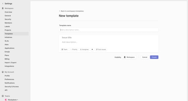 New Issue template from Linear