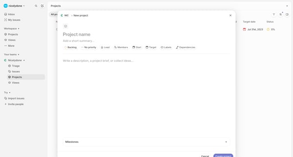 Nicelydone › Projects screen