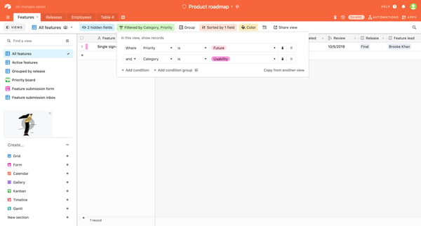 Product roadmap Features - Airtable from Airtable