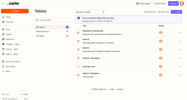 Zapier Tables from Zapier
