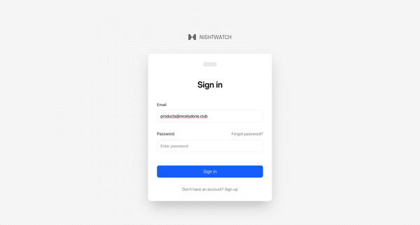 Sign in screen