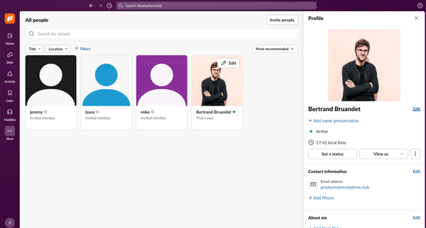 All people - Nicelydoneclub - Slack screen