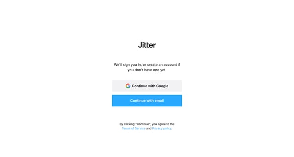 Sign up · Jitter screen