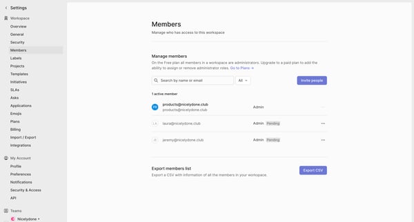 Members screen