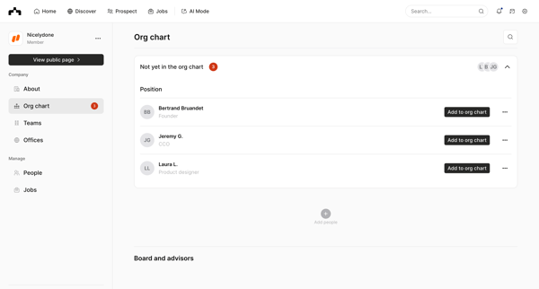 Org chart | The Org screen