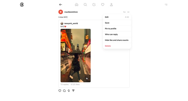 @maxibestofone • I miss NYC • Threads screen