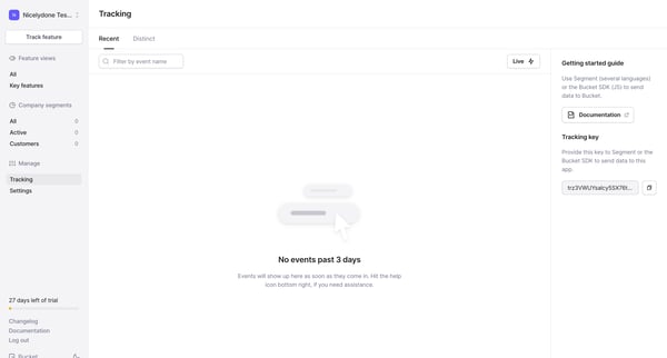 Tracking › Recent screen