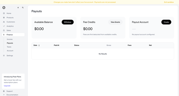 Finance - Payouts | Nicelydone | Polar screen