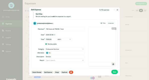 Expensify - Expenses screen