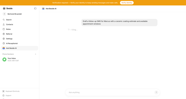 Ask Beside AI - Beside screen
