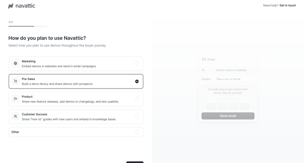 Onboarding screen
