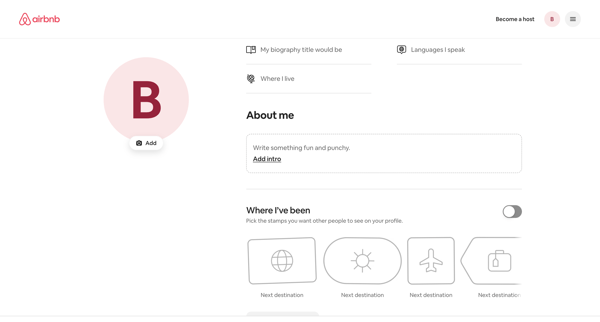 Edit profile · Airbnb screen