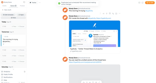 Typefully screen