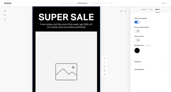Bold sale announcement | Flodesk screen