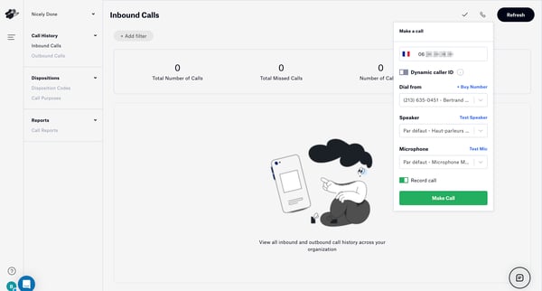 Inbound Calls screen