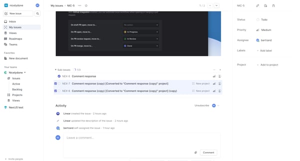 NIC-5 Customize settings screen